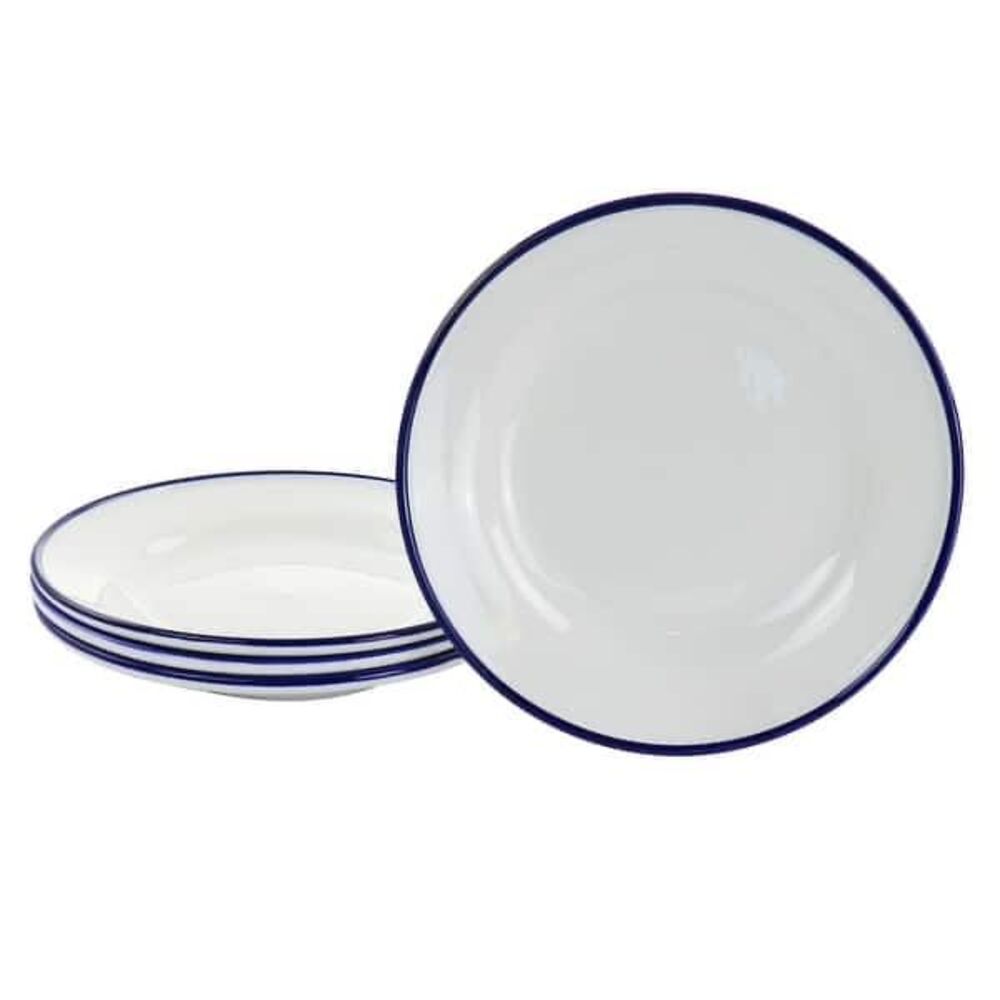 New Martha Stewart Collection set of 4 blue rim dinner plates